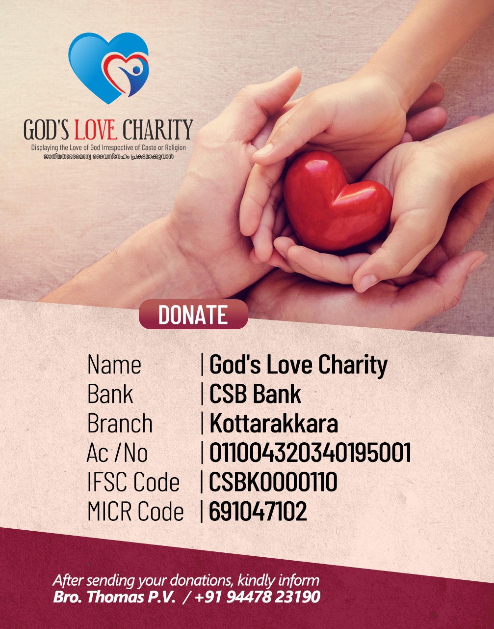 Donate for God's Love Charity